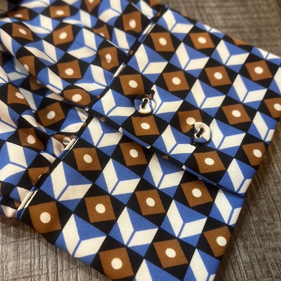 Zara Geometric Print 3/4 sleeve A-line button down collared Dress size S EUC - Picture 8 of 8